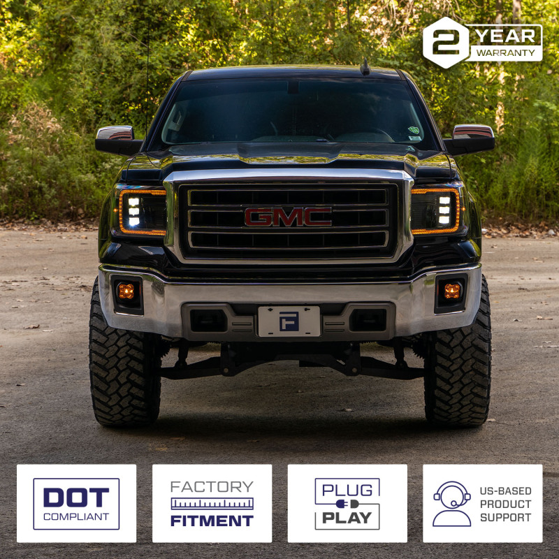 GMC Sierra 2500 Headlights - FORM Lighting - LED Projector with Amber DRL - Amber - `14-`19